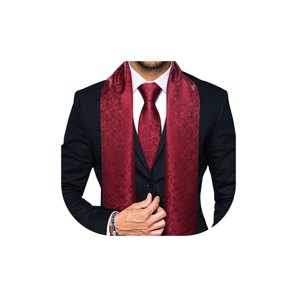 9256 2PCS Scarf Necktie Set / Fashion Silk Lightweight Feeling Print Soft
